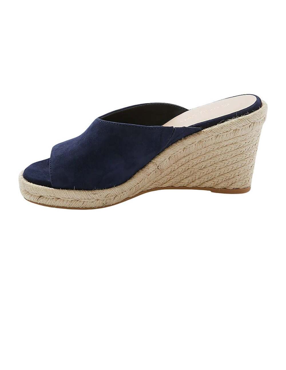 Stuart Weitzman Navy Suede Espadrille Wedge Mules